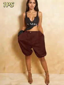 Women's High-Waisted Adjustable Drawstring Lantern Shorts, Loose Fit Wide Leg Pants, Summer Casual Fashion, Available in Multiple Colors