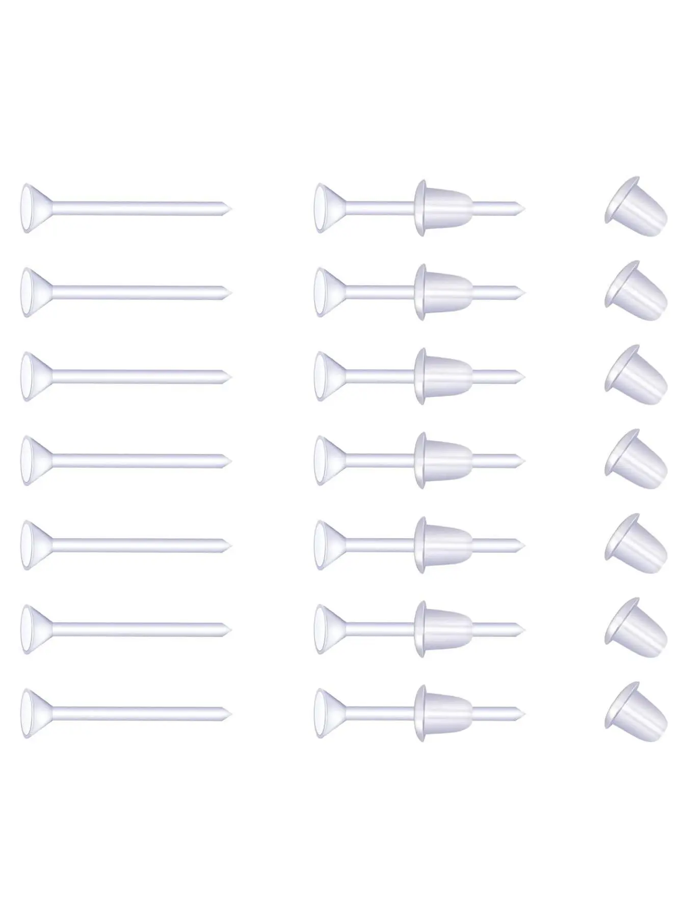 14pcs Plastic Earrings, Earring Set, Clear Earrings Clear Post Earring Posts and Backs Silicone Stud Back Blank Pins Studs Earrings Jewelry