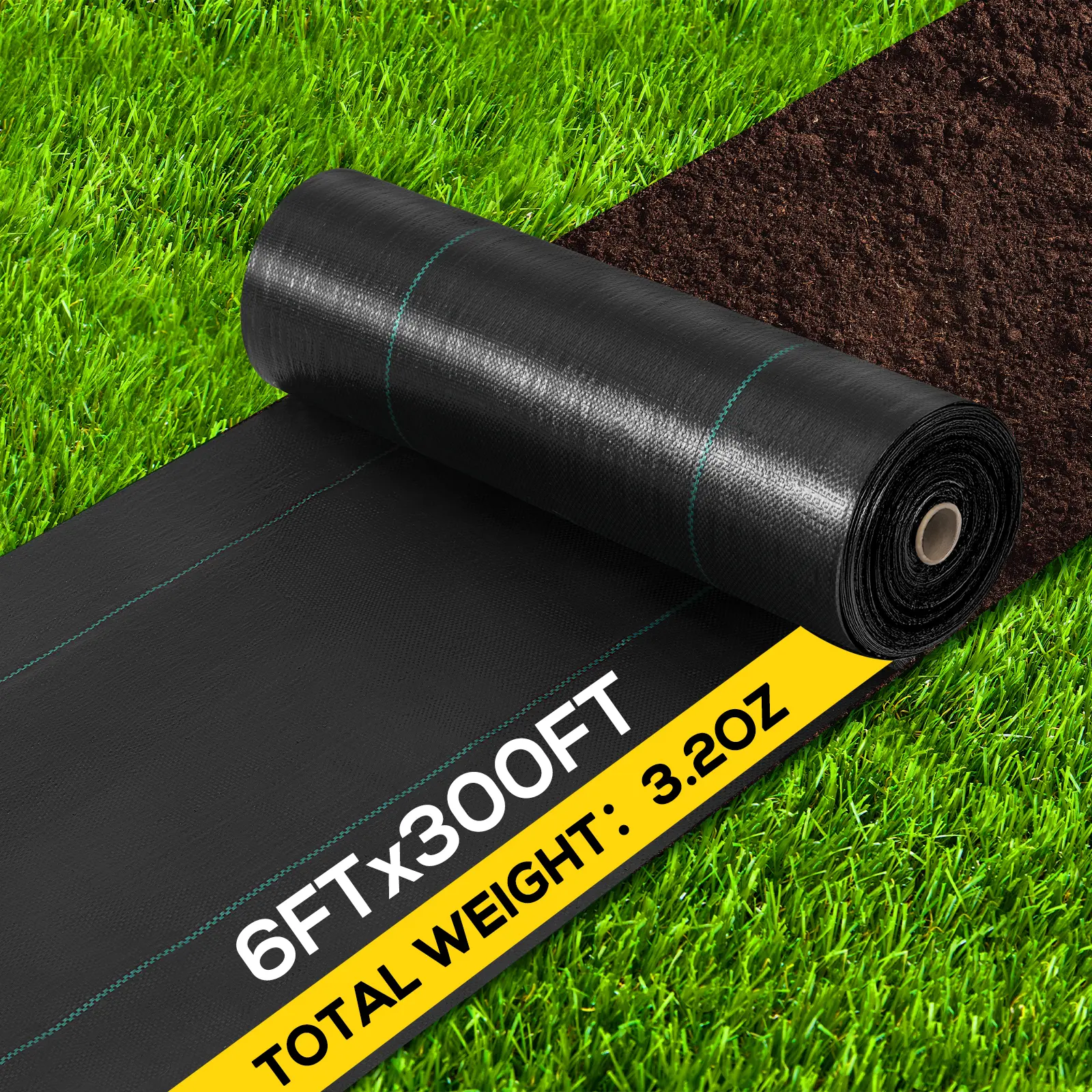 PrimeZone 3.2oz Commercial Grade Organic Polypropylene Garden Weed Barrier Fabric - Durable Heavy-Duty Outdoor Ground Cover, High Permeability Sunlight Blocker for Garden Care, Greenhouses, Driveways