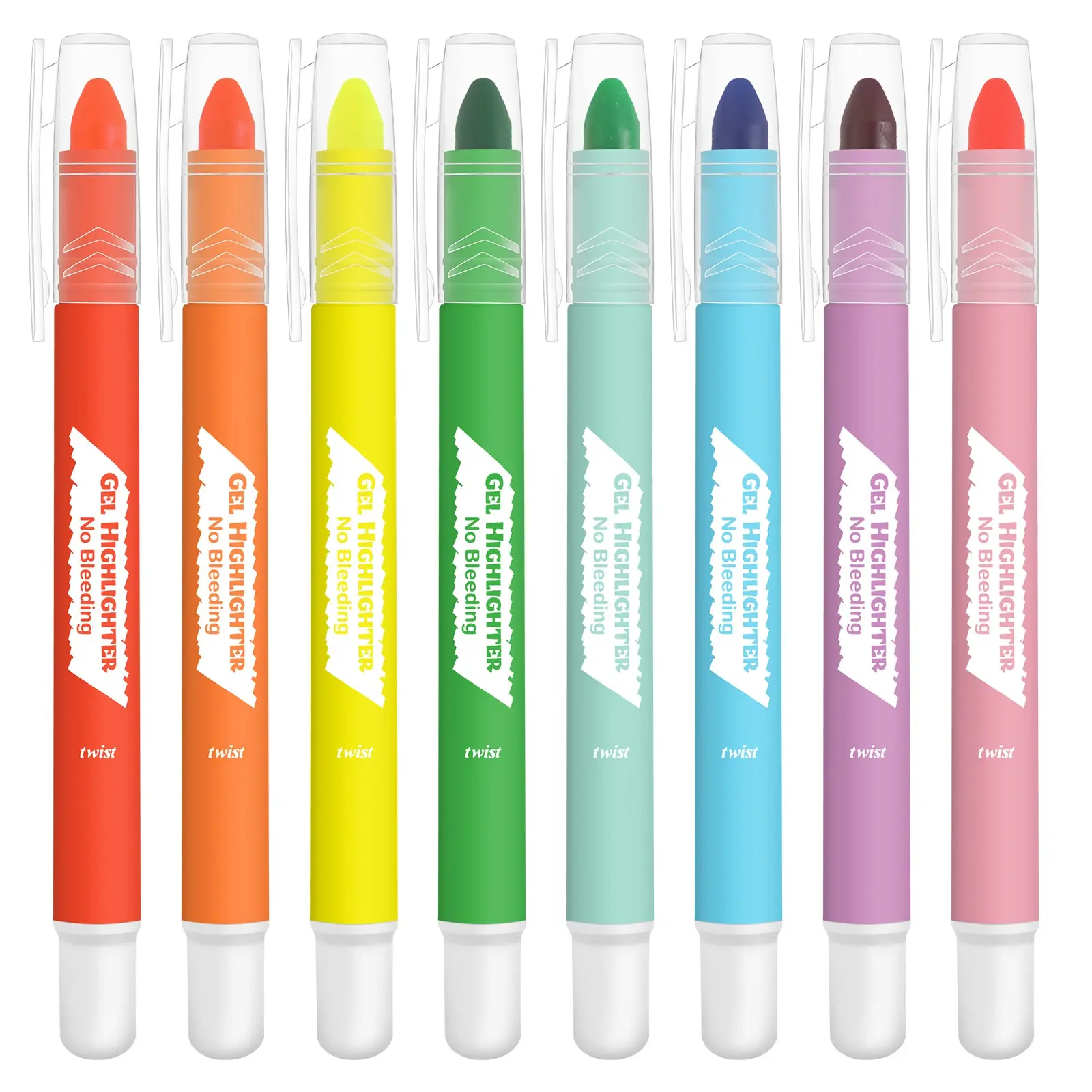 Gel Highlighter Pen, 8 Counts Assorted Color No Bleed Through Quick Dry Highlighter Set, Highlighter Pen for Journaling, Study, Writing Stationery, Office Stationery, Stationery Supplies, Journaling Highlighters