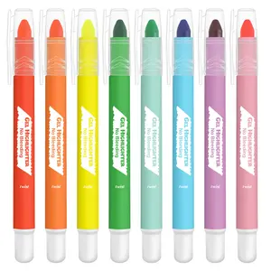 Gel Highlighter Pen, 8 Counts Assorted Color No Bleed Through Quick Dry Highlighter Set, Highlighter Pen for Journaling, Study, Writing Stationery, Office Stationery