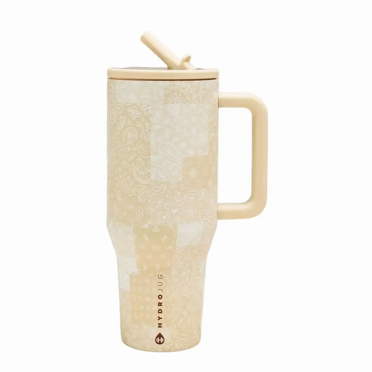 HydroJug Print Desert Stitch 40 Oz Traveler, Leak-Proof Insulated Tumbler with Flip Straw & Cup Holder Fit Flasks Lid Drinkware Leakproof Tumbler