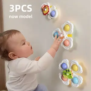 3 Pcs Suction Cup Spinner Toys,Fidget Spinner Toy,essentials， Spinning Toys for Toddlers 1-3, toys，bath toys Sensory Toys Early Education Toys Bathtub Toy Dining Chairs Toys, Birthday Gifts for Boy Girl , Suitable For Daily Use Of Babi