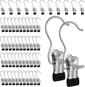 60-Pack Heavy-Duty Boot Hanger Clips | Durable Lightweight Closet Organizer Hooks | Space-Saving Clothespins for Pants/Socks/Towels/Hats/Boots & Travel