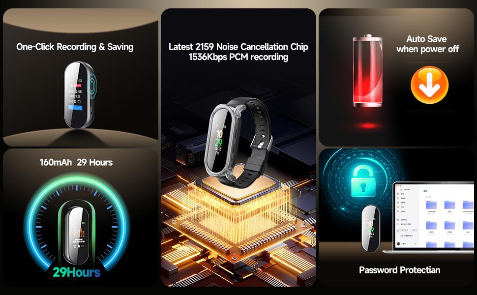 64GB/32GB Digital Voice Recorder: Professional and Portable, 4-in-1, Newly Upgraded with Noise-Canceling Hi-Fi Pure Sound Quality, 3072 kbps Audio Recording—Ideal for Lectures, Meetings, and Classrooms Recording