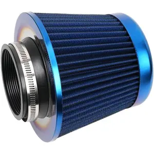 Cold Air Intake Filter, High Performance, Washable Filter, Clamp-On Replacement Air Filter, Flange Diameter 3inch/76mm Blue