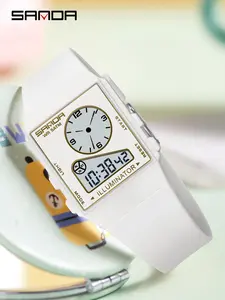 Sanda Square Multifunctional Digital Watch, Waterproof Shockproof Luminous, Triple Time Stopwatch, Alarm, Hourly Chime, Ideal Birthday Gift