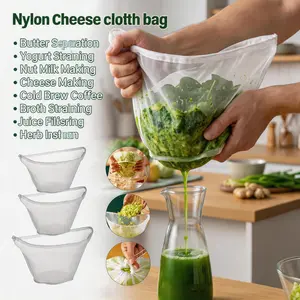 3 PCS Nylon Cheese Cloth Straining Bags – Reusable Kitchen Filter for Butter, Yogurt, Nut Milk, Cheese, Cold Brew, Broth, Juice & Herbs. Sourdough Draining & Covering. Homestead Kitchen Essential, Zero Waste Tool, Viral Summer Must-Have, Farmhouse Gadget