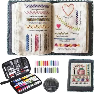 DIY Embroidery Stitch Book Kit,Gift for Craft Lovers, Embroidery Stitch Book Kit, Patterns with Tools & Tutorials, 86 PCS Beginner Embroidery Kit, Portable All-in-One Hand Embroidery Book for Adults & DIY Craft Lovers, Embroidery Design