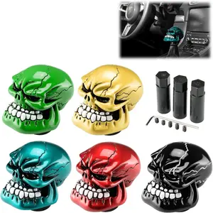 Black Universal Manual Wicked Skull Head Gear Stick Car Shift Knob Shifter Halloween