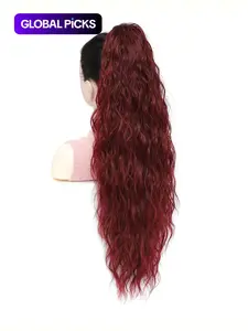 Women's 28 Inch Long Wave Claw Clip-on Ponytail Hair Extension, Heat Resistant Ponytail Hairpiece, Heat Friendly Synthetic Curly Wavy Hair Extensions for Daily & Party Wear