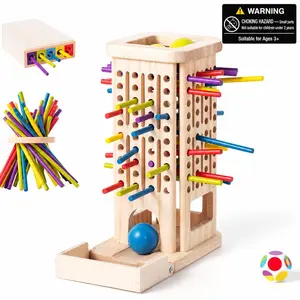 3-In-1 Montessori Wooden Falling Ball Tower Game, Educational Color Sorting & Stem Toy for Toddlers 3-6, Perfect Gift for Birthday & Christmas