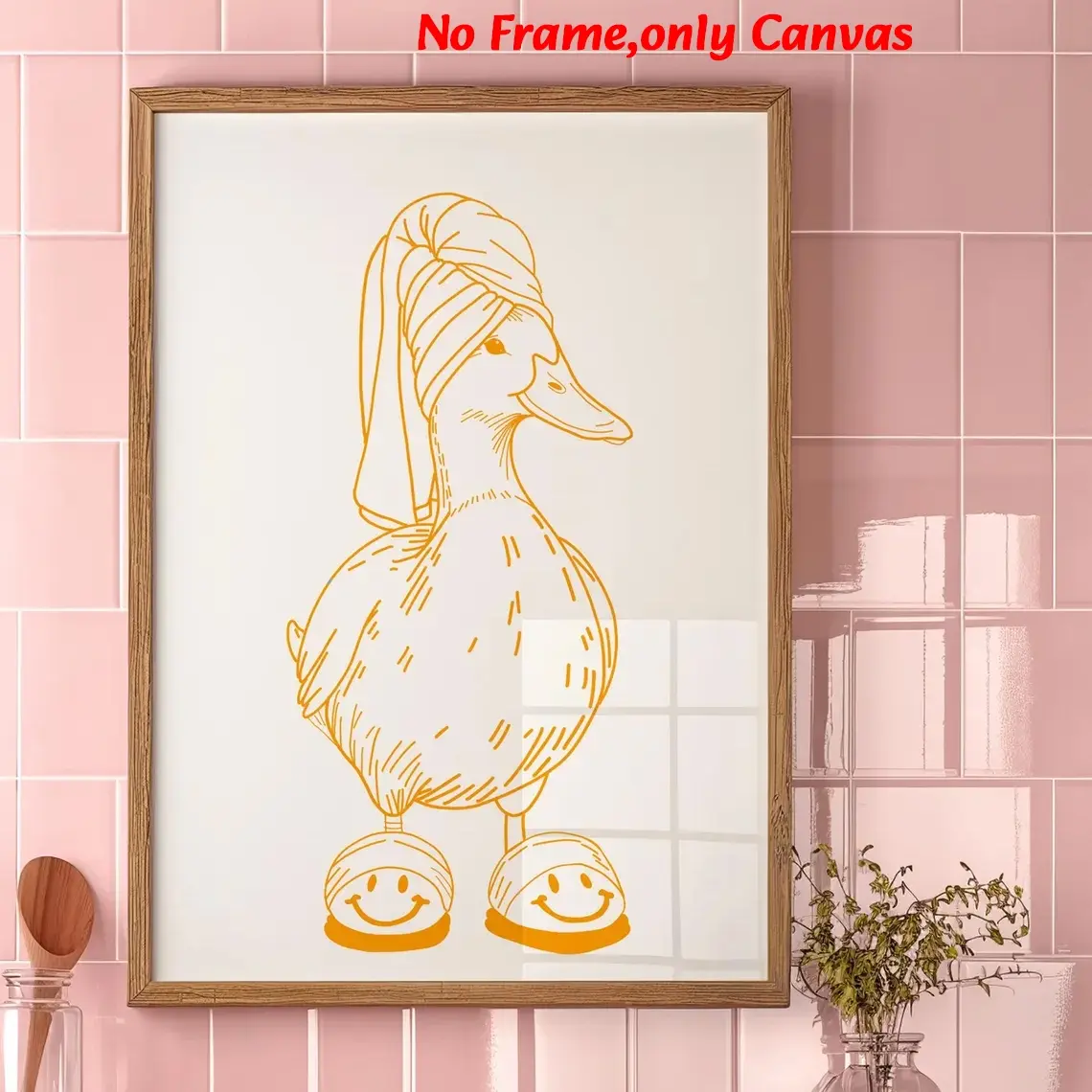 1pc, wall art, vintage poster, Canvas Prints, duck print in towel, duck painting in farm nursery bath, bathroom decor, bathroom decor aesthetic, apartment decor, housewarming gift, Decoration, frameless, Artwork For Walls, Unframed Wall Art