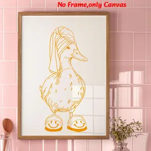 1pc, wall art, vintage poster, Canvas Prints, duck print in towel, duck painting in farm nursery bath, bathroom decor, bathroom decor aesthetic, apartment decor, housewarming gift, frameless