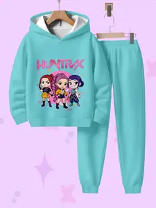 Girls' Hooded Sweatshirt Set, Fashionable Casual Spring & Fall Wear, Perfect Gift for Holidays Birthdays, Warm Comfortable Fabric