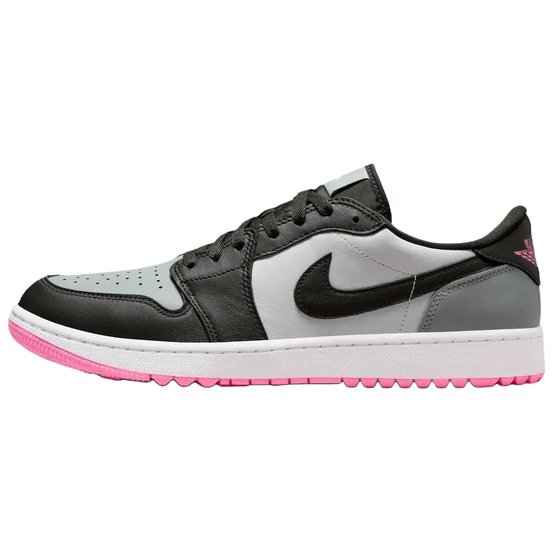 Air Jordan 1 Low Cut Golf Spiked Shoes - Unisex, Faux Leather, Solid 'White Light Pumice', Traction Grip Sports Sneaker, Runs Small, Leather/Synth