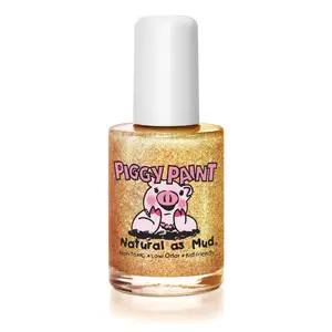 Piggy Paint Heart of Gold Gold Glitter 0.5oz Non-Toxic Vegan Water-Based Nail Polish for Kids Safe & Kid-Friendly