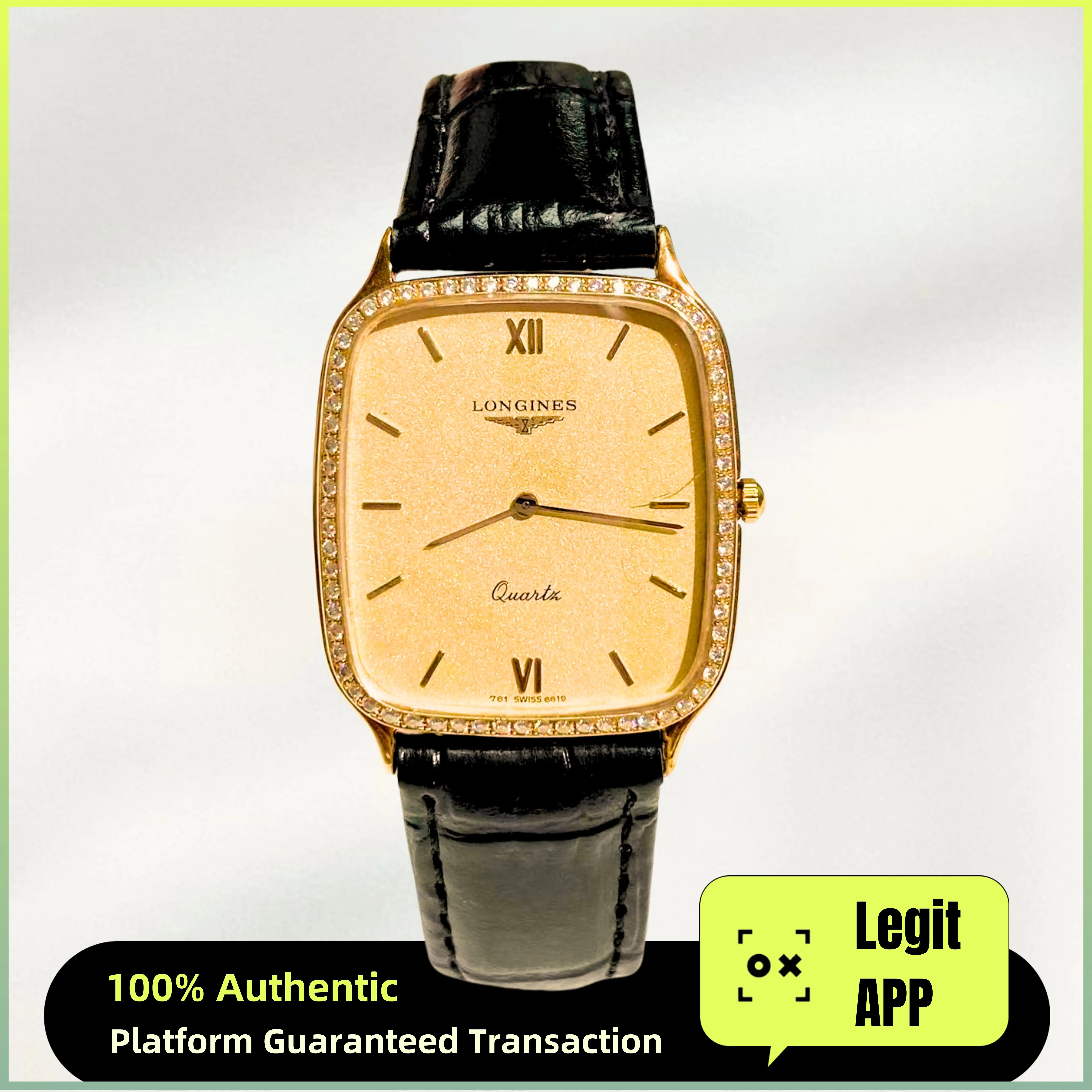 Longines Vintage Quartz Gold Plated 28mm Yellow Dial Diamond 13509659