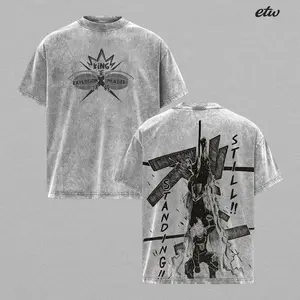 Bakugo Still Standing Washed T-Shirt, My Hero Academia Merch, Explosion Quirk Apparel, Vintage Washed Oversized Tee, "King" Of Explosion Graphic, MHA War Arc Fashion.