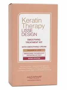 Alfa Parf Keratin Therapy Lisse Design Hair Smoothing Treatment Kit - Plant-Infused Shampoo, Frizz Control, Nourishing Cream, Hydrating Oil for Hydrate and Moisture Needs