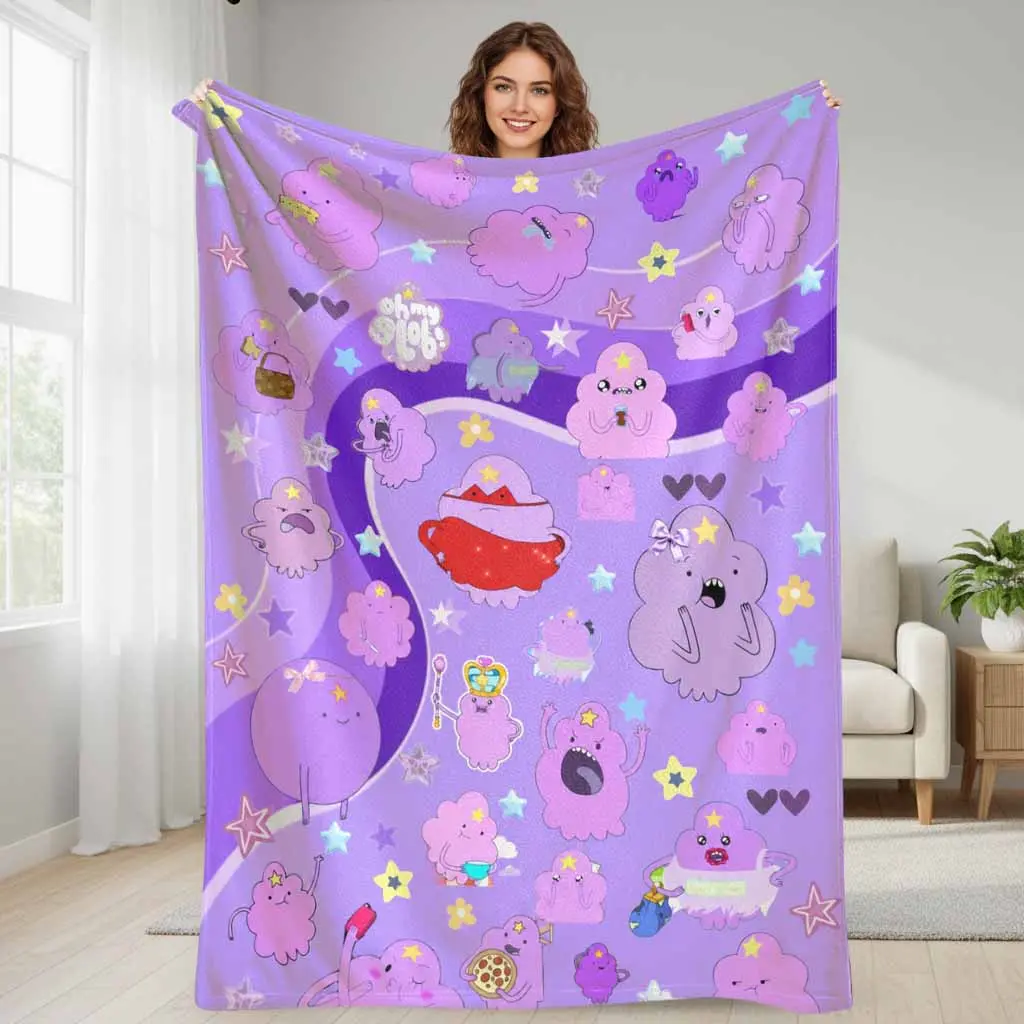 Lumpy Space Princess purple aesthetic flannel fleece blanket cute cartoon character stars pattern soft plush lightweight warm throw bed sofa couch living room decor birthday gift