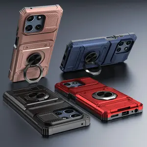 For Moto G 5G 2025/2026 6.7inch Case Built-In Screen Protector TPU Shock Absorption Ring Stand Tempered Glass Cover Protection Protective Shockproof