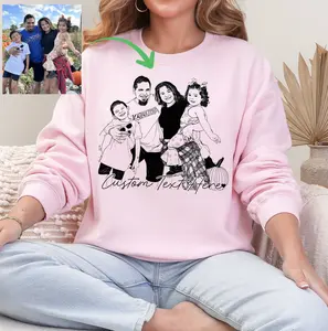 Custom Family Photo T-Shirt with Photo & Text DTG Printed