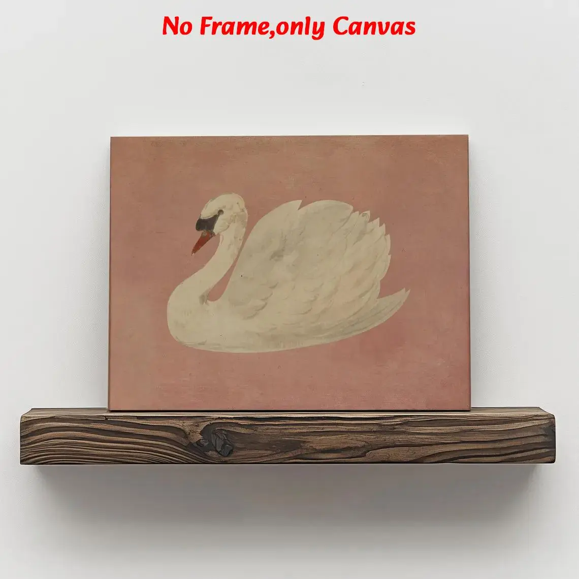 1 pc, wall art, Canvas Art And Prints For Walls, vintage poster, vintage white swan print, bird printable wall art, farmhouse pink decor, antique swan painting, living room decor, dining room decor, unframed, Canvas Prints, Canvas Art