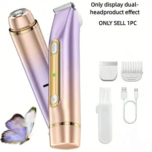Women's Electric Bikini Trimmer, Rechargeable 2-In-1 Body and Face Hair Remover, Waterproof Wet/dry Use, Ladies Trimmer Set, Multifunctional Hair Shaver, Cordless Waterproof Shaver