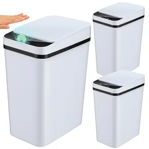 Upgraded 1 Pack - Automatic Touchless Motion Sensor Smart Trash Can 12L (23.5×15.5×30cm), Slim Waterproof Nordic Space‑Saving Garbage Bin for Bathroom Restroom Bedroom Office Living Room Kitchen Home Household Suppliers