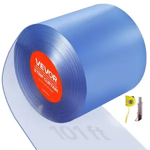 fathersdaygift VEVOR Clear PVC Strip Curtain, 101 ft Lengthx 12 in Width, Thermal Insulating Plastic Door Strip Bulk Roll, Walk in Freezer Cooler Curtain Strips for Doorways of Supermarket, Garage, Warehouse
