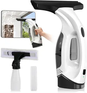 Window Vacuum Squeegee Cordless, 2.0KPa Electric Window Cleaner Tool with 2200mAh & 150ml Water Collection Tank, Window Cleaning Kit Shower Squeegee for Glass Doors, Windows, Mirrors, Car (White)