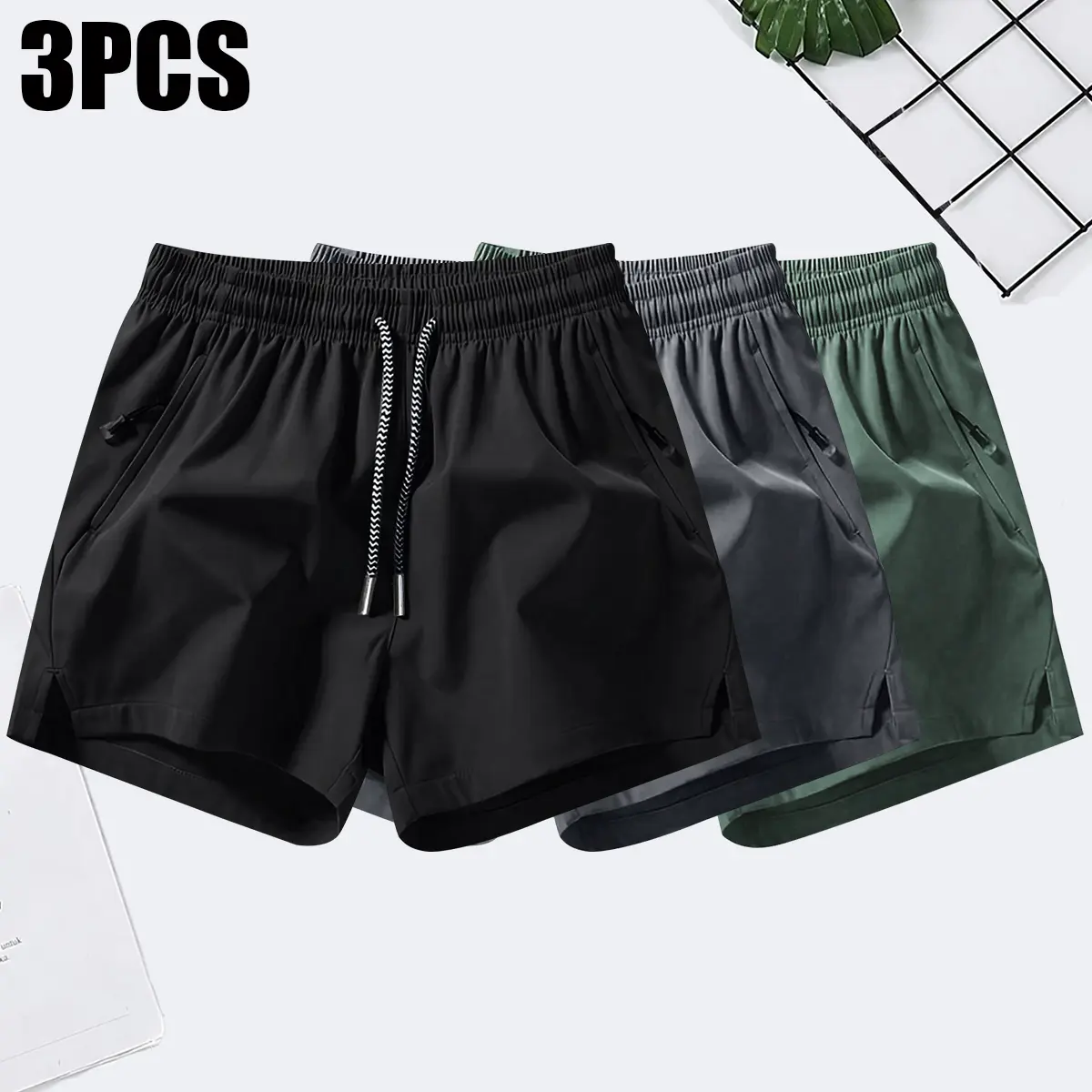 Men’s athletic shorts for summer, casual quick-dry design with an elastic waistband, drawstring, zippered pockets—durable and comfortable, suitable for gym workouts and outdoor leisure activities Men’s athletic shorts for summer, casual quick-dry design with an elastic waistband, drawstring, zippered pockets—durable and comfortable, suitable for gym workouts and outdoor leisure activities