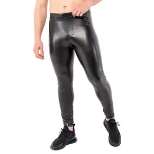 Kapow Meggings Berlin Vegan Leather Men’s Leggings | Fashion Streetwear & Everyday Activewear with Rear Pockets Gym Yoga Pants Workout Yoga Spandex