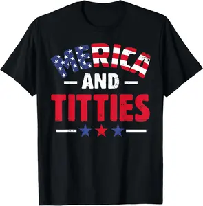 100% cotton Unisex Merica and Titties T-Shirt