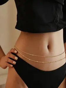 Double Layer Elegant Waist Chain, Simple Sexy Bikini Body Chain, Bohemian Style Women's Body Chain, Summer Accessory, High-Quality Jewelry
