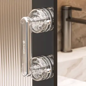 Double Suction Glass Door Handles, No Drilling Required, Strong Pull Handle for Bathroom Shower Doors, Window Cabinet Doors, Fridge