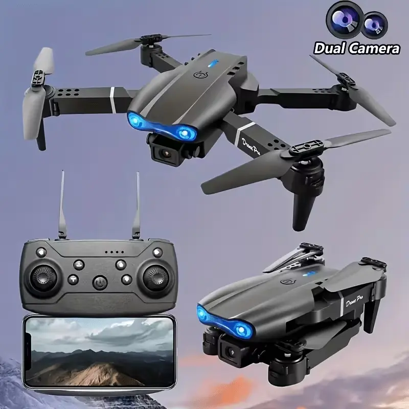 ["Drone RC Dobrável] Drone 8K com Câmara Dupla/Com Zoom de 50X/Câmaras Duplas/Equipado com um Sistema de Seis Rotores e Giroscópios/Return-To-Home de Um Toque/Posicionamento de Fluxo Ótico/Flips de 360 Graus/Conexão Estável de 2.4 Ghz"