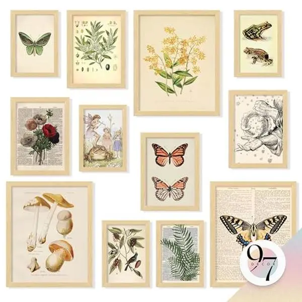 97 Decor Cottagecore Wall Decor - Vintage Fairycore Decor, Boho Fairy Room Decor Fantasy Prints, Nature Earthy Posters For Room Aesthetic, Mushroom Cottage Core Wall Art For Dorm Bedroom (unframed)