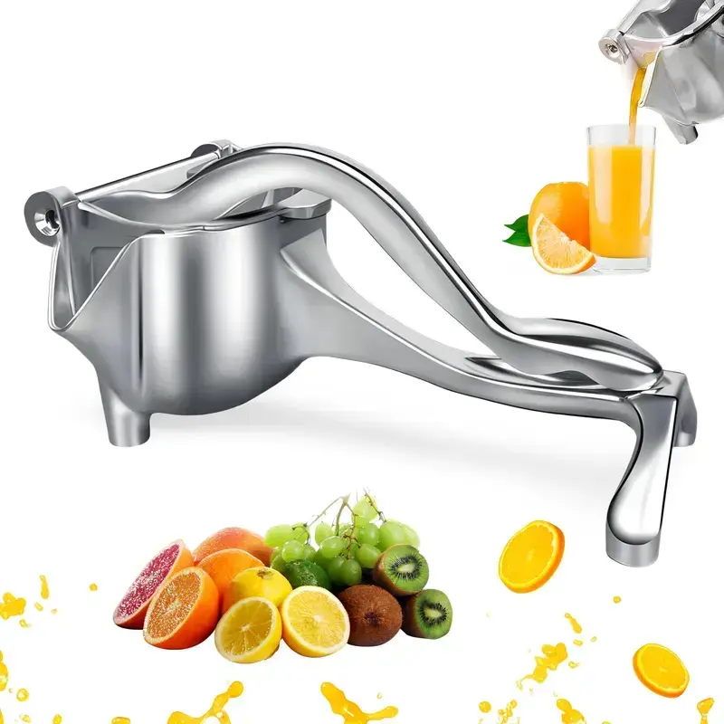 Sturdy Aluminum Alloy Citrus Juicer - Handheld Manual Cold Press Kitchen Utensils with Curved Handles, Detachable Extractor for Pulp-Free Juice from Limes, Lemons, Oranges