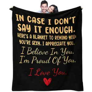 Heartwarming text-printed blanket,Flannel Throw Blanket,Simple black background with text design,Creates a warm and comforting atmosphere,Suitable for all seasons,Ideal for use on sofas, beds, during travel, and in various worm