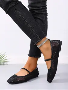 Women's Lace Mesh Netted Ballet Flats, Comfortable Fashion Shoes, Perfect for Casual Wear, Durable Design, Ideal Gift Choice