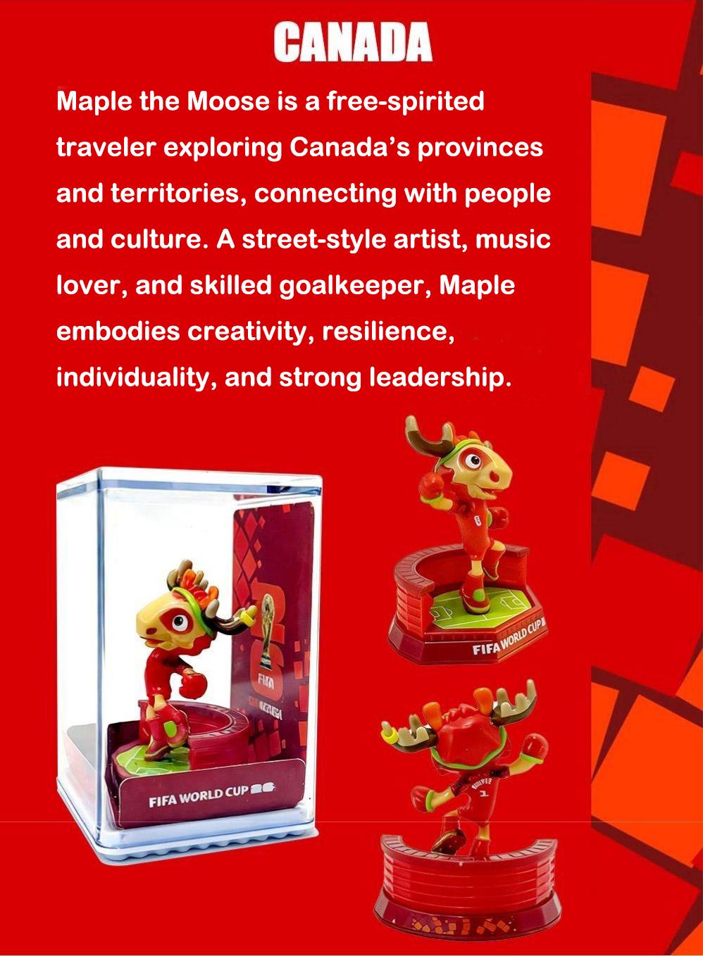 FIFA 2026 World Cup Official Licensed Mascot Toy Figurines Set of 3 (Maple, Zayu & Clutch), Collectable Soccer FIFA 26 Mascot Toys