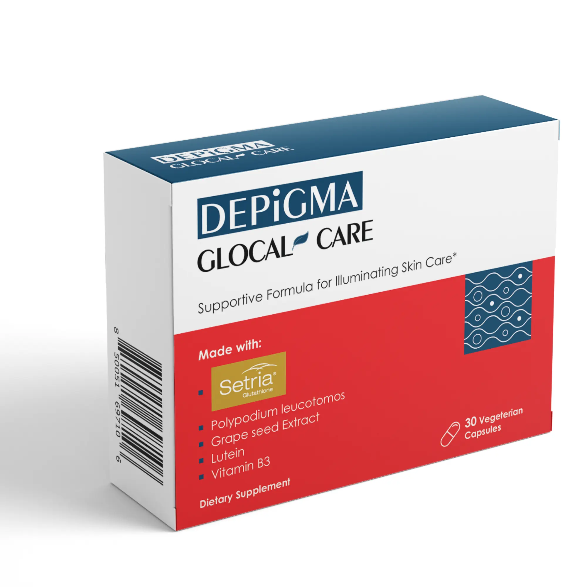 GlocalCare Depigma Glutathione Skin Brightening Capsules – Supports Reduction of Hyperpigmentation Appearance, Uneven Skin Tone & Dark Spots | With Polypodium Leucotomos, Grape Seed & Marigold Extract | 30 Capsules