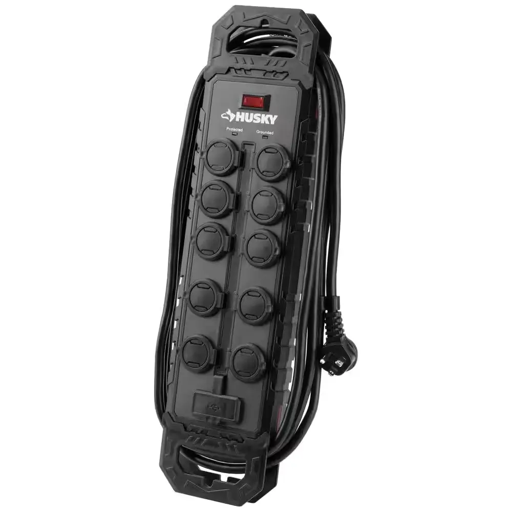 Heavy Duty 10ft Surge Protector, 10 Outlets, 4200 J, with USB-A & USB-C Ports