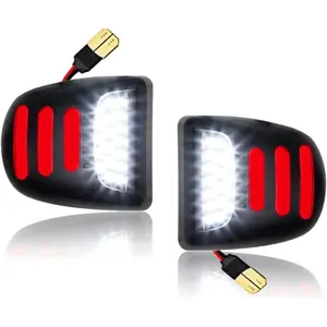 LED License Plate Light Tag Lamp Assembly - Tag Lights Led with Red OLED Neon Tube - Compatible with Chevy Silverado Suburban Tahoe GMC Sierra 1500 2500 3500 HD Escalade EXT, 2 Pieces
