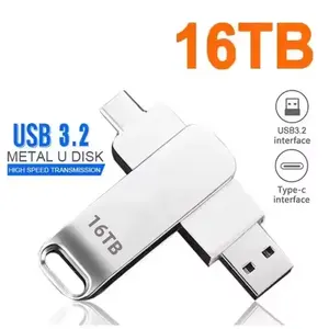 16TB Flash Drive USB 3.2 High Speed Metal U Disk Type-C Memory Stick Waterproof Storage PC Phone Data Transfer New 2025