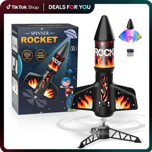 Rocket Launcher for Kids, Self Launching Motorized Air Rocket Toy, Outdoor Toys for Ages 8-12, Model Rockets with Parachute Safely Land, Launch up to 200 ft Birthday Gifts for Boys (Orange)  Aircraft