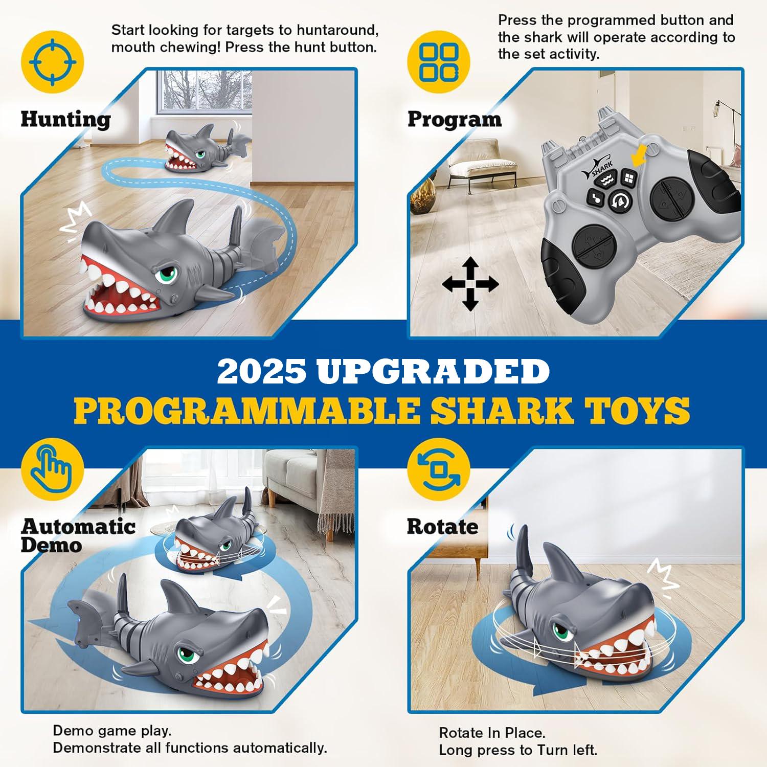 Remote Control Shark Toy, RC Shark Robot with Interactive Biting Action, Rechargeable Fun Toy Gift for Kids