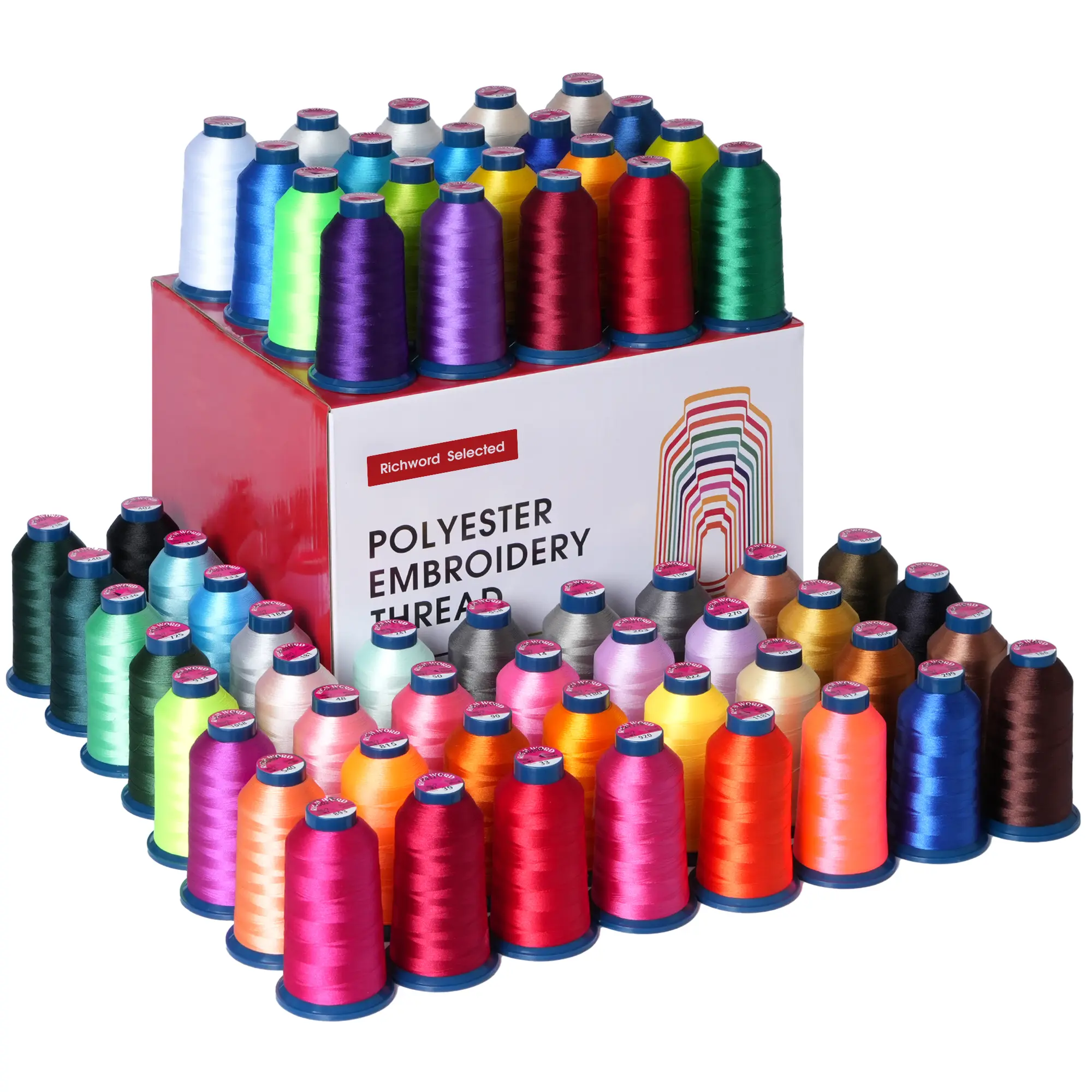 PooLin Richword Embroidery Polyester Thread 4000m x 60 Colors 40wt 108D/2 for Sewing & Embroidery Machines